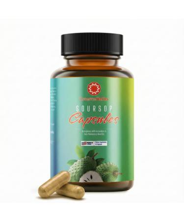 Essence Herbs Soursop Capsules 7000 mg with Black Seed Irish Moss & Moringa Gut Health & Daily Cleanse Support Non-GMO Vegan 60 Capsules