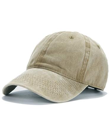 Edoneery Men Women Plain Cotton Adjustable Washed Twill Low Profile Baseball Cap Hat(A1008) A-khaki