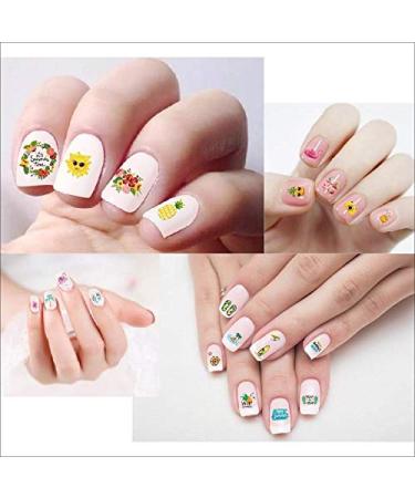 Konsait 1000+pcs 3D Summer Nail Art Stickers - Self-adhesive Nail Decals with Hawaii Flamingo, Cactus, Flower, Fruits, Ocean, Leaves Designs for Women, Girls, Kids - Buy Online on GoSupps.com