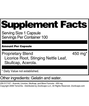 Acerola Licorice Skullcap and More Formula - 450 mg (100 Capsules ZIN: 517107) - 3 Pack - Buy Online on GoSupps.com