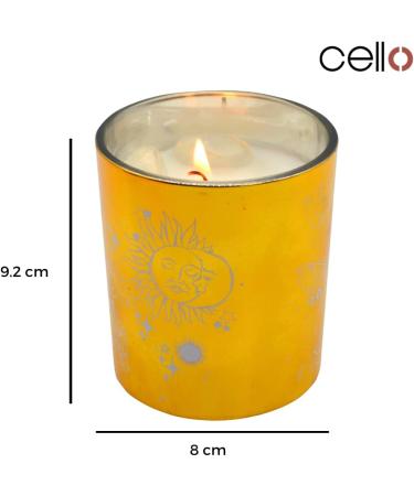 Cello Celestial Scented Candle with Clear Quartz Gemstones - Metallic Gold Candle with Clear Crystals | Ideal Gift for Men and Women - Buy Online on GoSupps.com