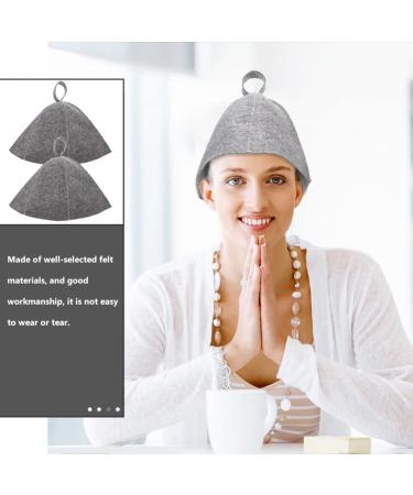 Uonlytech Russian Sauna Hat Set - 3Pcs Felt Bath Hats for Hair Absorption - Unisex Grey Beanie - Buy Online on GoSupps.com