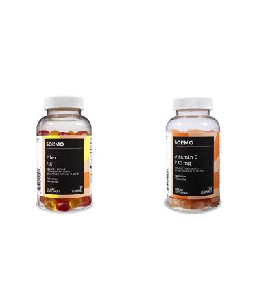 Amazon Brand - Solimo Fiber 4g 90 Gummies (2 Gummies per Serving) & Solimo Vitamin C 250mg 150 Gummies (2 Gummies per Serving)