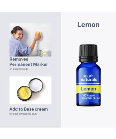 Lemon Essential Oil 15ml - 100% Pure Organic & Undiluted - Spark Naturals - Therapeutic Grade for Aromatherapy & Diffusers - Buy Online on GoSupps.com