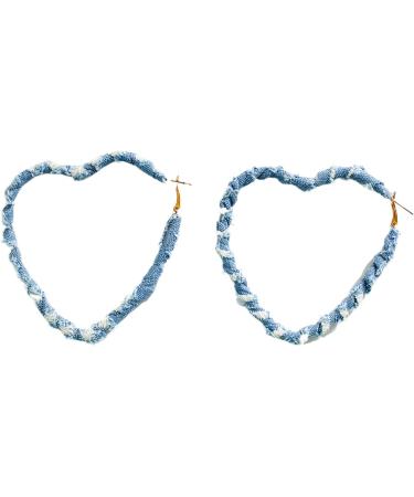 Feyleie Denim Ear Hoops - Stylish Round Earrings for Women & Girls | Exaggerated Winding Jewelry - Buy Online on GoSupps.com