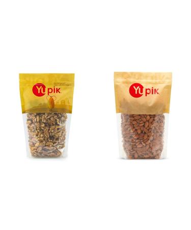 Yupik California Walnut in Halves Nuts 1Kg & Almonds 34/36 Small Nuts 1Kg 1 kg (Pack of 1) Walnut + Almonds