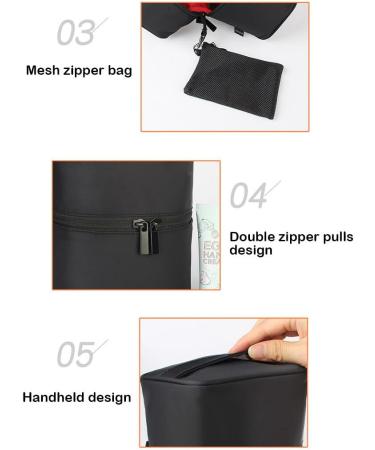 Lmoikesz Round Bag Storage Solid Spacious Travel Organizer for Toothpaste Toothbrush and Skincare Black & Red - Buy Online on GoSupps.com