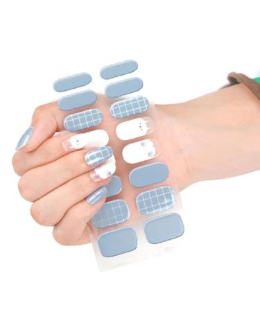 Shinycome 16Pcs Adhesive Full Wrap Gel Nail Art Sticker Waterproof Gel Nail Wrap Semi Cured Gel Strips Nail Decals Semi Cured Gel Nail Strips Pedicure Semi Cured Gel Nail Strips Starter Kits Semi Uv