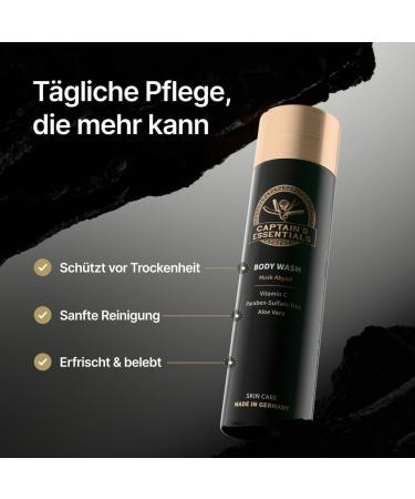 CAPTAINS ESSENTIALS Body Wash Premium shower gel for men shower gel men parabenfree sulfatefree moisturizing with arginine vitamin C and aloe vera vegan 250 ml musk Musk Abyad - Buy Online on GoSupps.com