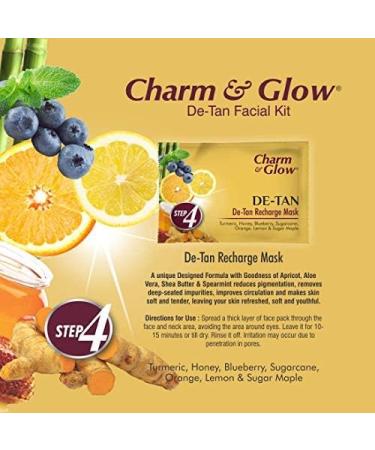 CHARM & GLOW De-Tan Facial Kit - 5 Steps for Radiant Glowing Skin | Pack of 6 - International Shipping - Buy Online on GoSupps.com