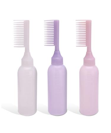FrgKbTm Root Comb Applicator Bottle, 3pcs 6oz Hair Color Applicator Bottles With Comb and Graduated Scale Hair Dye Bottle For Hair Oil Salon Care