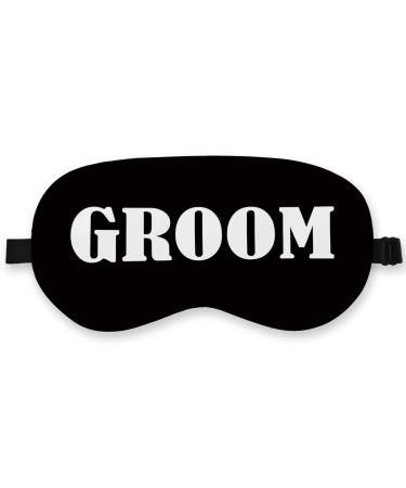 Groom Silk Eye Mask for Sleeping Groom Black Eye Mask Bachelorette Gifts Blindfold Adjustable Strap Night Sleep Mask for Bride Groom Engagement Wedding Gifts Sleeping Mask Eye Cover