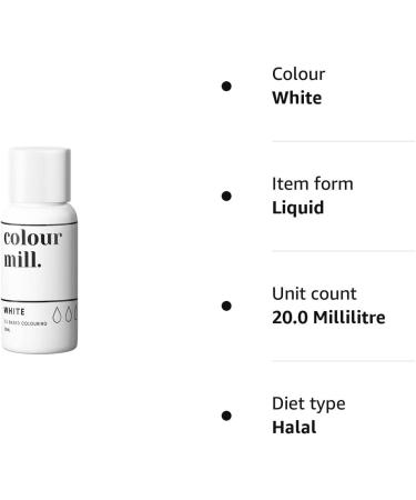 Colour Mill Edible Food Paint White 20ml - Cake Cookie Dye for Baking & Fondant - Buy Online on GoSupps.com