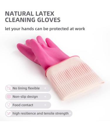 ALGONETO 2 Pairs Dishwashing Cleaning Rubber Gloves Reusable Waterproof Kitchen Gloves Non- S Rose Red - Buy Online on GoSupps.com