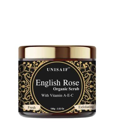 Unisaif English Rose Exfoliating Body Scrub Facial Scrub with Vitamin A E & C | Gentle Face Scrub to Detoxify and Hydrate Skin | Face Exfoliator for Deep Cleansing | Hydrating | Smoothening (100g)
