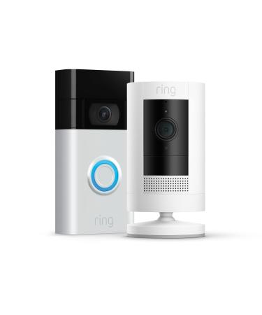 Ring Video Doorbell (2nd Gen) + Ring Outdoor Camera (Stick up Cam) by Amazon | Wireless Video Doorbell Security Camera with 1080p HD Video battery-powered Wifi easy installation Satin Nickel + Ring Outdoor Cam - Buy Online on GoSupps.com