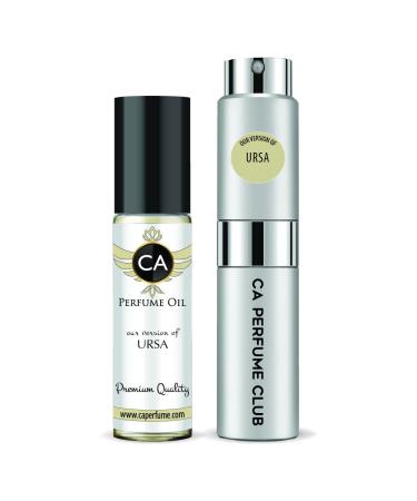 CA Perfume Duo Impression of Terenzi Ursa For Women & Men Eau de Parfum Refillable Atomizer Sprayer + Fragrance Body Oil Long Lasting Sample Travel Size Roll-On Bottle 0.27 Fl Oz+0.33 Fl Oz