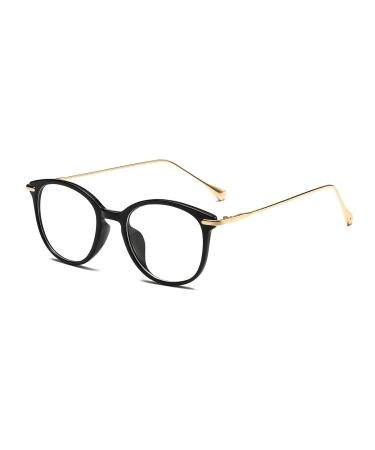 LJCZKA Blue Light Blocking Glasses Women Men Retro Round Eyewear Frame Computer Cat Eye Glasses Clear Lens Eyeglasses Black