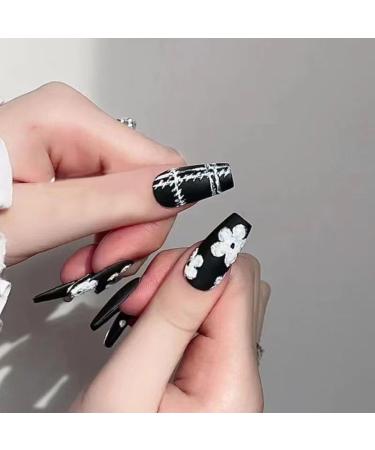 Temperament Enhancement Nail Patch Hand-Made Manicure French Plaster Glue Pearl Floral Fake Nails Autumn and Winter end Long Detachable (10-Piece Package) (Size : S) Small - Buy Online on GoSupps.com