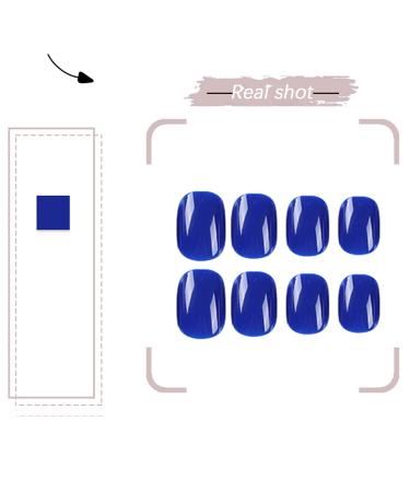 BNUUTIM Square Press on Nails Blue False Nails with Designs - Glossy UV Finish Acrylic Squoval Nails for Women and Girls - Buy Online on GoSupps.com