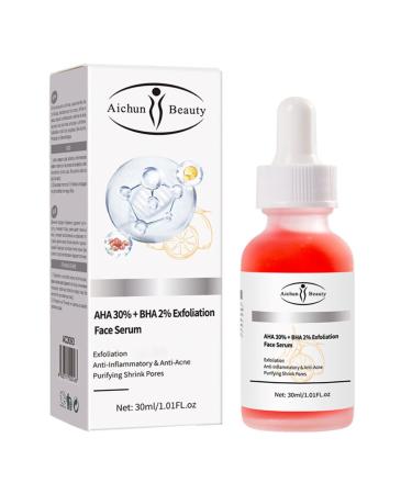 AICHUN BEAUTY Face Serum Eye Essence Anti-Wrinkles Anti-Acne Oil-Control Anti-Freckle Refreshing Moisturizing Purifying Shrink Pores 30ml 1.01FL.oz (AHA 30% + BHA 2% Exfoliation Face Serum)