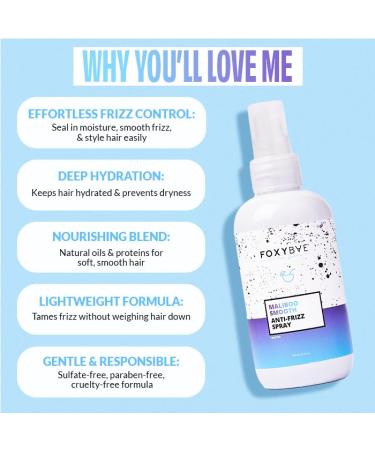 FoxyBae Anti Frizz Spray - with Biotin - Smoothes Hair Hydrates Nourishing - Lightweight Formula - Maliboo Smooth - 6 Fl Oz - Buy Online on GoSupps.com