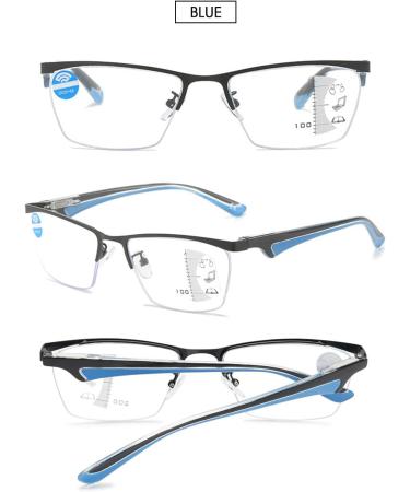 Vevesmundo Progressive Reading Glasses with Blue Light Filter for Men & Women - Multifocus Metal Rectangular Anti-Blue Light - Buy Online on GoSupps.com