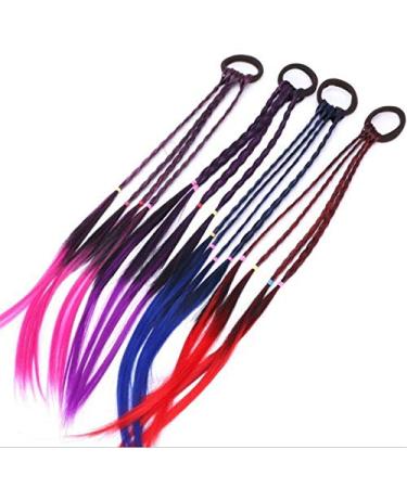 EROSPA 4 Colorful Hair Strands - 40 cm Hairpiece Extension with Hair Tie/Band (Pink) - Vibrant Hair Accessories for Unique Styles - Buy Online on GoSupps.com