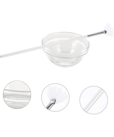 DOITOOL Beauty White Brush Facial Mud Brush Glass Mud Bowls Make up for Beauty Tools Body Butters Facial Tools Mixing Bowls Bristle Brush Nylon Pearlescent - Buy Online on GoSupps.com