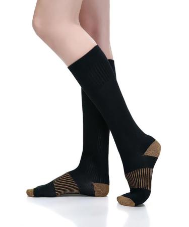 Performance Enhancing Therapeutic Full Length Compression Socks 10-20 mmHg Anti-fatigue Graduated Compression Action (7-9 Men's/8-10 Women's)