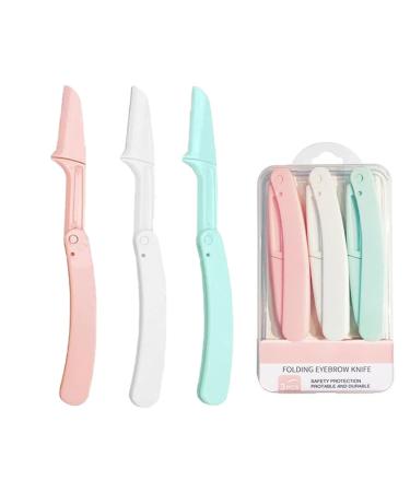 Eyebrow Razor Women's Eyebrow Trimmer Collapsible Travel Pack of 3 Tablets Face Razors for Women | Eyebrow Razor & Face Shaver for Women Facial Hair Razor Tool Facial shaver Dermaplaning Tool
