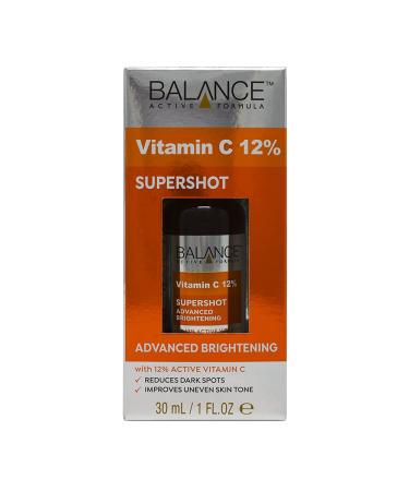 Balance Active Formula 12% Vitamin C Supershot (30ml) - Reduces Dark Spots - Improves Uneven Skin Tone. Cruelty Free.