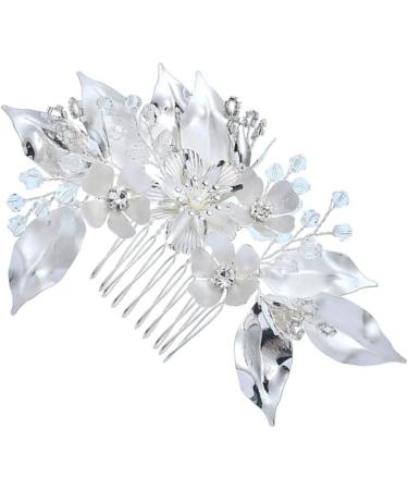 DOITOOL Straight Teeth Comb Simple Side Comb Bridal Veil Comb for Bridal Leaf Comb Metal Comb Silver Barrettes Wedding Veils Rhinestone Headpiece The Flowers Bride - Buy Online on GoSupps.com