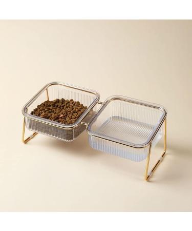 HOHXFYP Elevated Cat Bowls 15 Degree Tilt Stable Raised Cat Food Water Bowl Easily Removable Transparent Cat Bowls with Raised Bowl Bottom for Cats Dogs(S-Gold) Small Gold - Buy Online on GoSupps.com
