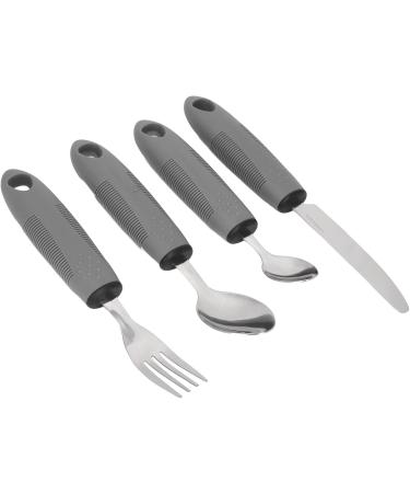 Adaptive Utensils Set - 4 Piece Stainless Steel Cutlery for Arthritis Relief | Ergonomic Knife Fork & Spoon - Buy Online on GoSupps.com