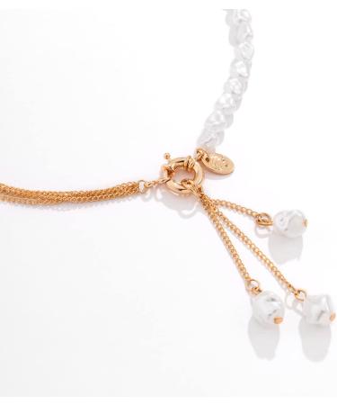 Jumwrit Pearl Layered Necklace - Gold Disc Pendant & Tiny Chain for Women - Buy Online on GoSupps.com