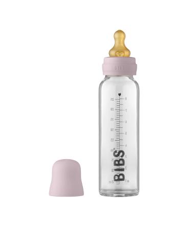 BIBS Baby Glass Bottle. Anti-colic. Round Natural Rubber Latex Nipple. Supports Natural Breastfeeding 225 ml Dusky Lilac Dusky Lilac Complete Set - 225 ml