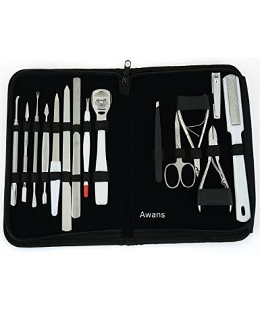 Awans Manicure Kit Nail Clipper Nipper Cutter Foot Files Nail Pushers Pedicure Nail Scissors Set Zipper Bag (Ideal for Gifting)15 in 1