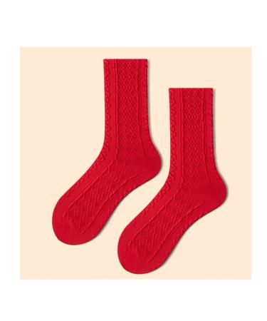 Chinese New Year Red Socks Thread Knitted Women's Cotton Socks Sports Socks Spring Festival Good Luck Socks 5 Pairs (Color : Red-1 Size : 34-39) 34-39 Red-1