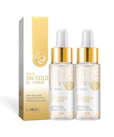 LAIKOU 24K GOLD Snail Serum Face serum Serum for Face for All Skin Types Deep Hydration Daily Moisturizing and Smoothing Care Travel Size 30ml 2pcs