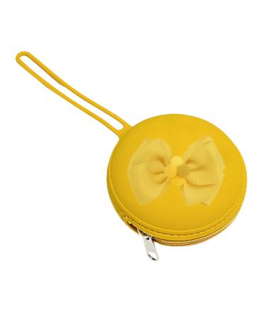 Silicone pacifier container silicone pacifier holder waterproof portable silicone storage bag small storage bags with zipper and rope for jewelry keys yellow a