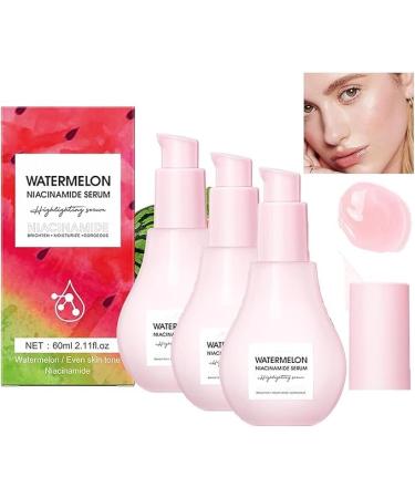 (100% Effective) 3PCS Watermelon Glow Moisturize Serum | Watermelon Facial Essence | Lightweight Facial Serum & Priming Liquid Highlighter | 75ml