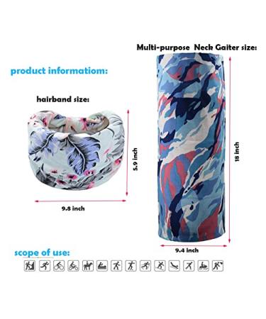 SINNKY Wide Bandana Headbands Set for Women - Boho Elastic Sports Headwear for Workouts and Neck Gaiter Face Mask Combo (B-Style) - Buy Online on GoSupps.com