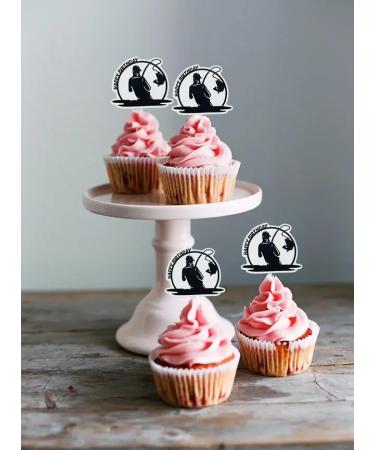 Funny Fishing Birthday Cupcake Topper 24Pcs Fisherman Birthday Cupcake Decorations Outdoor Gone Fishing Themed Party Supplies For Men Women Birthday baby shower Retirement - Buy Online on GoSupps.com