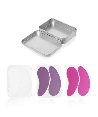 3 Pairs Silicone Eye Pads with 1 Rectangular Metal Storage Box Moisturizing Eye Pads Skin Care Eye Pads Reusable Eye Pads