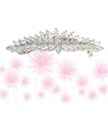 Minkissy Bridal Barrette Clip Rhinestone Elegent French Hair Barrette Bridal Wedding Crystal Hair Pin for Women Girls - Buy Online on GoSupps.com