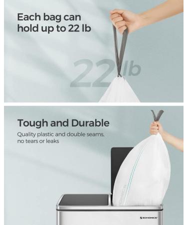 SONGMICS 8 Gallon Drawstring Trash Bags - 90 Count, Custom Fit Liners for Dual Trash Cans, Watertight Kitchen Garbage Bags - White (UKRB30A02) - Buy Online on GoSupps.com