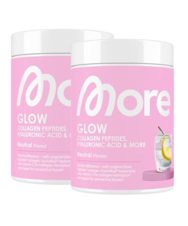 More Glow - Collages Peptides and Hyaluron Premium Collagen and Hyaluron Powder with copper vitamin C and L -glycin 2 x 300 g can support for fresh skin and connective tissue neutral made in germany 2 x neutral