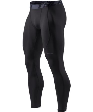 TSLA 1 or 2 Pack Men's Thermal Compression Pants, Athletic Sports Leggings & Running Tights, Wintergear Base Layer Bottoms Medium Heatlock Jet Black