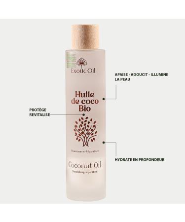  Exotic Oil Organic Coconut Oil - Ecocert and Cosmos Organic certified - Cold pressed - 100% pure - Natural hair and skin care - Luxury soft-touch bottle (100 ml) - Buy Online on GoSupps.com